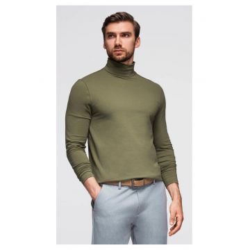 Pulover cu guler inalt si maneci lungi  OM-LSCL-0130 - Kaki