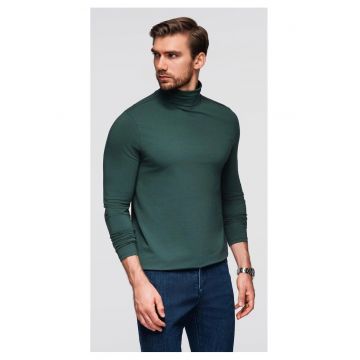 Pulover cu guler inalt si maneci lungi  OM-LSCL-0130 - Verde inchis