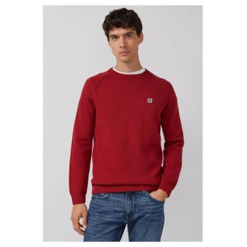 Pulover tricotat din bumbac cu maneci raglan - Rosu