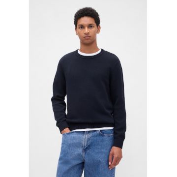 Pulover uni cu decolteu la baza gatului - Bleumarin