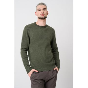 Pulover uni cu decolteu la baza gatului - Verde feriga