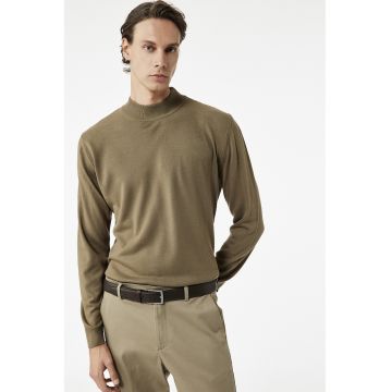 Pulover uni cu decolteu la baza gatului - Verde masliniu