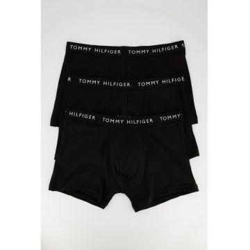 Set de boxeri din amestec de bumbac cu logo- 3 perechi - Negru