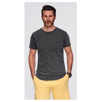 Tricou cu efect decolorat  OM-TSWT-0116 - Negru