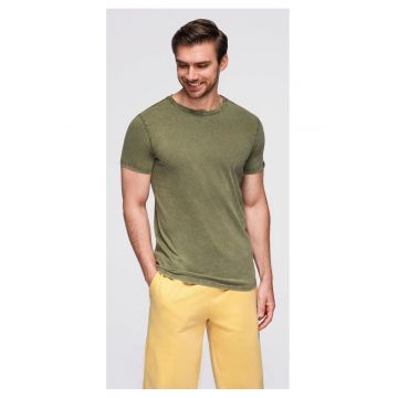 Tricou cu efect decolorat  OM-TSWT-0116 - Verde inchis