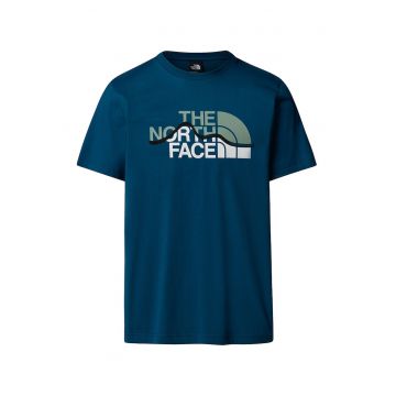 Tricou cu imprimeu logo Mountain Line - Alb/Albastru petrol