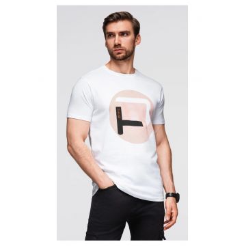 Tricou cu imprimeu mare  OM-TSPT-0245 - Alb