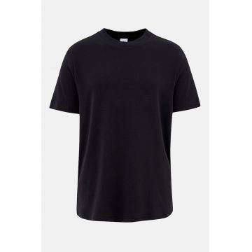 Tricou de casa din bumbac cu decolteu la baza gatului - Negru