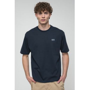 Tricou din bumbac cu imprimeu grafic pe partea din spate - Albastru ultramarin