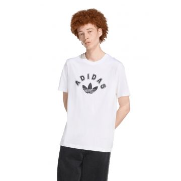 Tricou din bumbac cu imprimeu logo - Alb