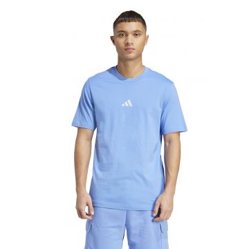 Tricou din bumbac cu logo brodat - Alb/Albastru azur