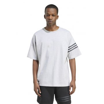 Tricou lejer cu maneci cazute - Alb/Gri deschis