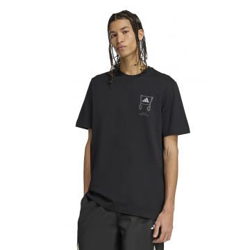 Tricou lejer din bumbac cu imprimeu - Negru/Bej