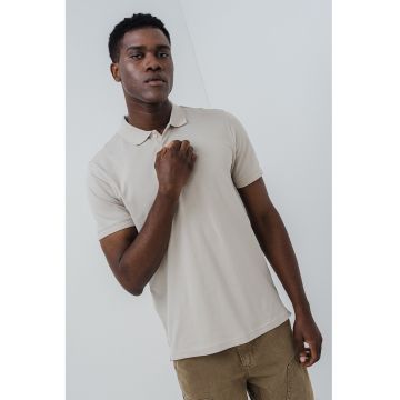 Tricou polo cu detaliu logo - Maro nisip