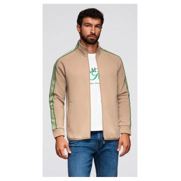 Bluza cu fermoar cu dungi si guler inalt  OM-SSZP-0224 - Maro