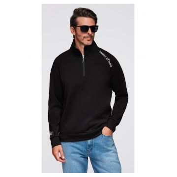 Bluza cu guler inalt cu fermoar si imprimeu contrastant  OM-SSZP-0211 - Negru