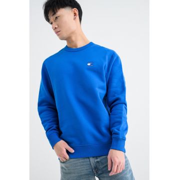 Bluza de trening cu decolteu la baza gatului si logo - Albastru royal