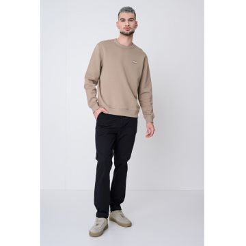 Bluza de trening cu decolteu la baza gatului si logo - Bej