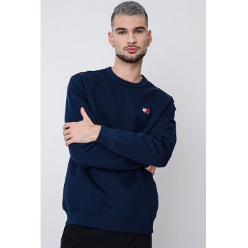 Bluza de trening cu decolteu la baza gatului si logo - Bleumarin