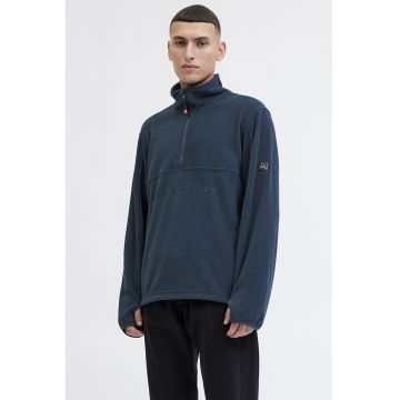 Bluza de trening cu fermoar si imprimeu logo - Albastru petrol