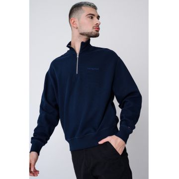 Bluza de trening de bumbac cu logo discret - Bleumarin