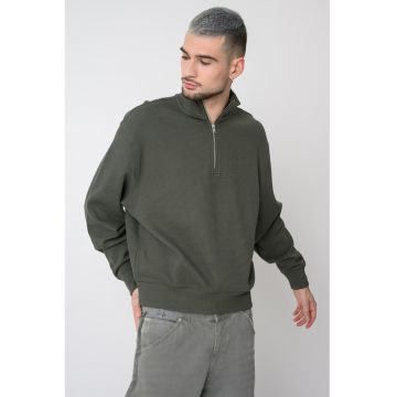 Bluza de trening de bumbac cu logo discret - Verde