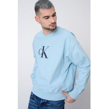 Bluza de trening din amestec de bumbac cu imprimeu logo - Albastru pastel