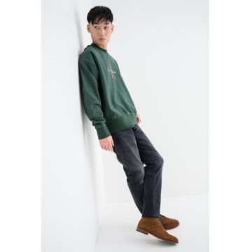 Bluza de trening din amestec de bumbac cu imprimeu logo - Visiniu/Verde englez