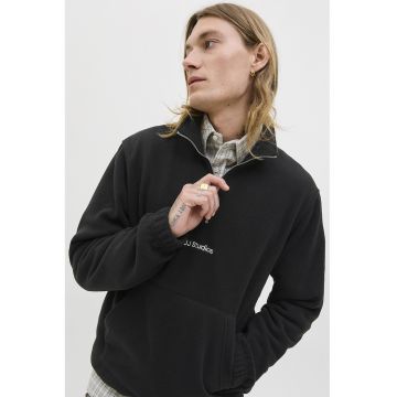 Bluza de trening din fleece cu fenta cu fermoar - Negru