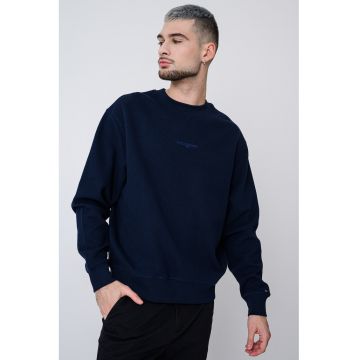 Bluza de trening texturata cu decolteu la baza gatului - Bleumarin