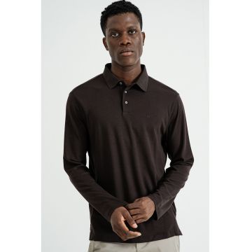 Bluza polo uni din bumbac - Maro inchis