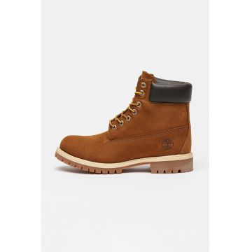 Bocanci impermeabile de piele nabuc cu garnituri de piele Premium 6 - Maro scortisoara