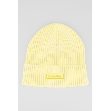 Caciula striata din amestec de casmir - Galben neon