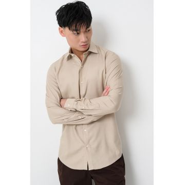 Camasa regular-fit cu model uni - Maro camel