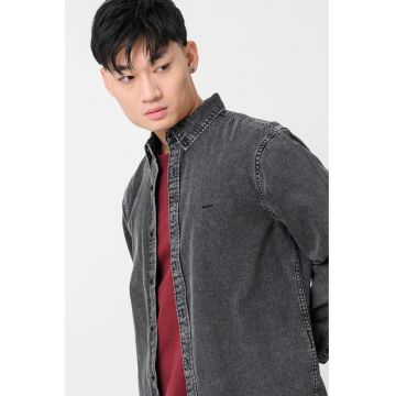 Camasa relaxed fit de bumbac - Negru stins