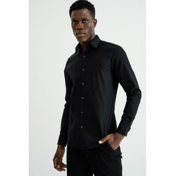 Camasa slim fit cu guler clasic - Negru