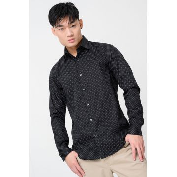Camasa slim-fit cu mansete cu nasturi - Alb/Negru