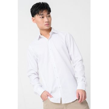 Camasa slim fit cu mansete cu nasturi - Alb optic