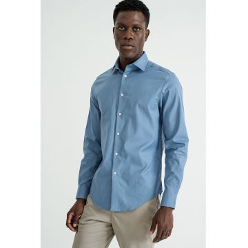 Camasa uni de bumbac - Albastru prafuit