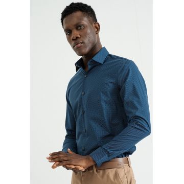 Camasa uni slim fit - Albastru inchis