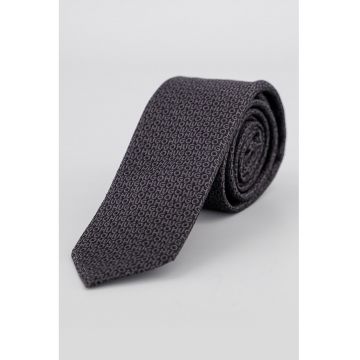 Cravata de matase cu model logo - Negru
