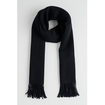 Fular de lana cu franjuri - Negru