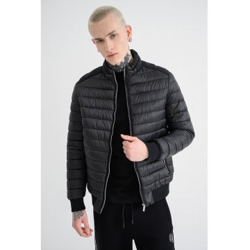 Geaca matlasata cu fermoar - Negru