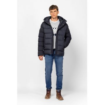 Geaca matlasata cu gluga - Albastru ultramarin