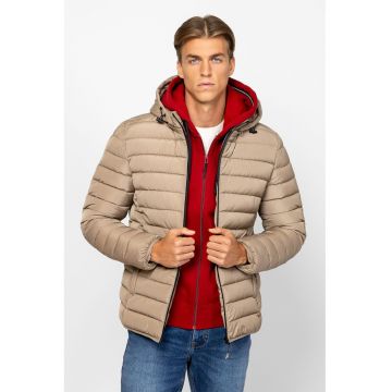 Geaca matlasata cu gluga - Maro nisip