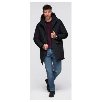 Geaca parka lunga clasica  OM-JAPJ-0313 - Negru