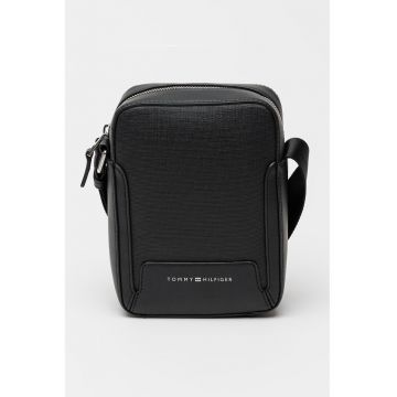 Geanta crossbody de piele ecologica cu logo - Negru