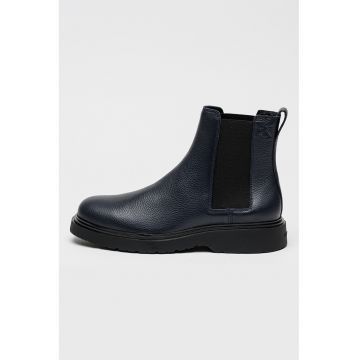 Ghete Chelsea de piele - Negru/Bleumarin