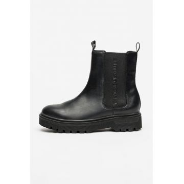 Ghete Chelsea de piele - Negru