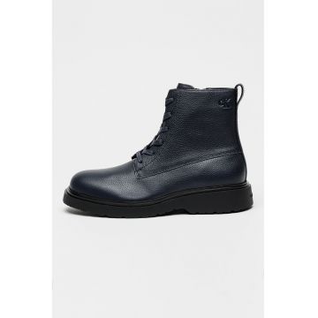Ghete de piele Combat - Negru/Bleumarin